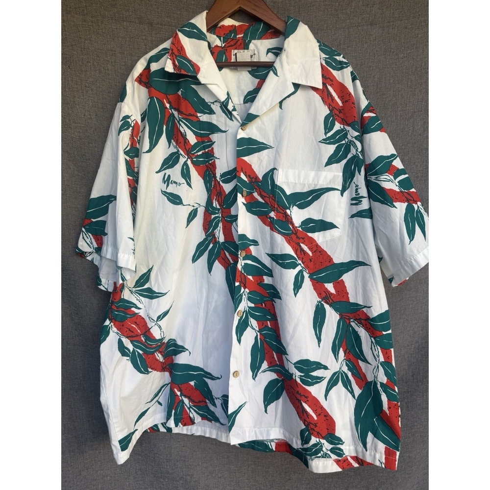 Vintage Mamo Howell Shirt Mens White Blue Orange Hawaiian Floral Aloha 2XL